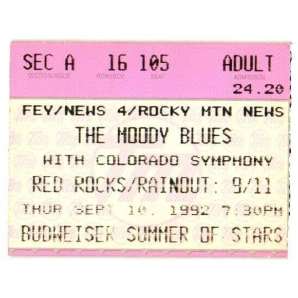 Other - Vintage 1992 Moody Blues Concert Ticket Stub Morrison CO